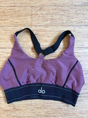 Alo Yoga Airlift Suit Up Bra Women's Small Sport Bra Purple Black